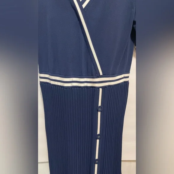 Eva Mendes for New York & Company Navy and White Midi Dress - Picture 5 of 13